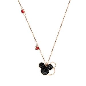 Mickey Mouse Cubic Zirconia Rose Gold Double Pendant Necklace- New